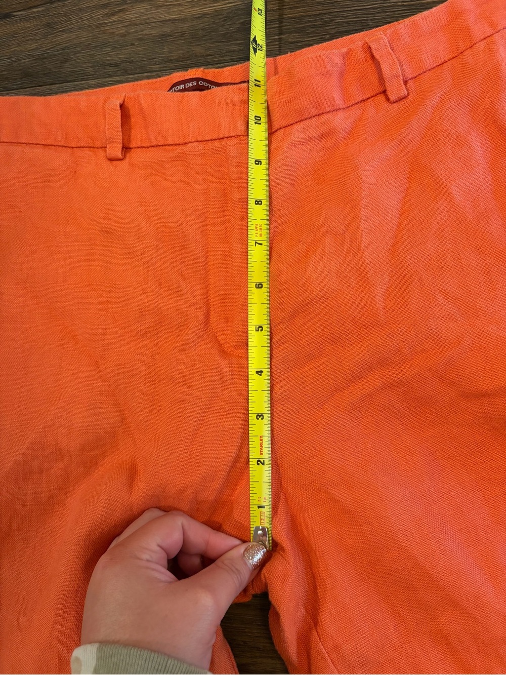 Women’s Comptoir Des Cotonniers 100% Linen Fall Orange Cropped Trousers Size M - Picture 6 of 9